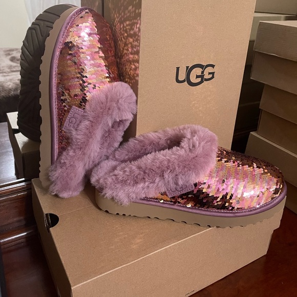 UGG | Cluggette Sequins PINK Slippers New In Box - Picture 6 of 15